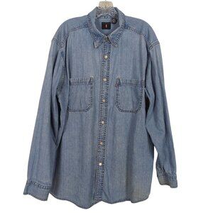 Vintage Levi’s Red Tab Denim Shirt Men’s L Distressed Button Front Long Sleeve
